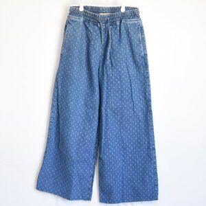 Damson Madder Rafe Jeans Polka Dot Blue Wide Leg UK8 US4 Raw Edge Boho Chic
